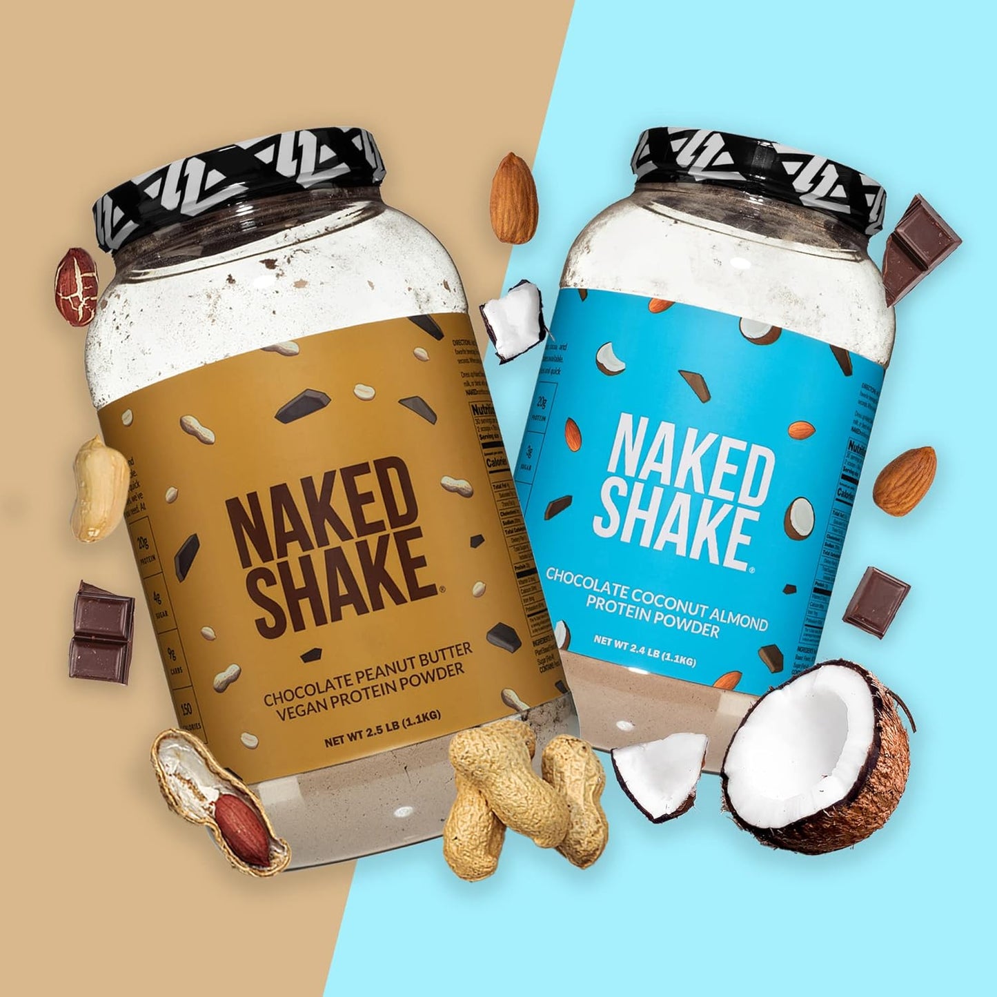Chocolate Peanut Butter Vegan Protein Powder with MCT Oil - Gluten-Free & Non-GMO - 30 Servings