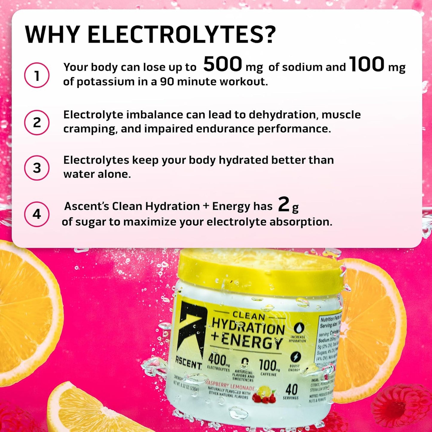 Chocolate Peanut Butter Whey Protein Powder + Raspberry Lemonade Electrolytes: Ascent 100% Whey Protein 2 lb & Energy Hydration 40 Servings