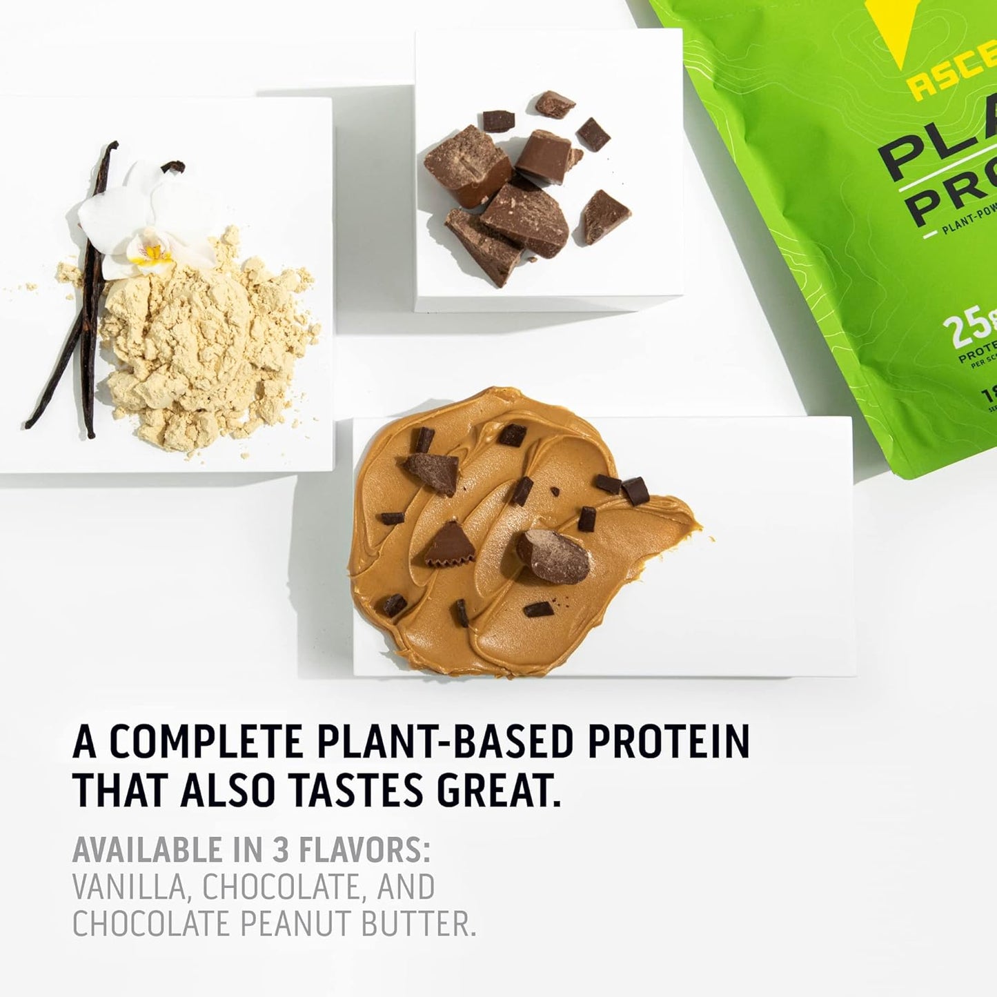 Chocolate Plant Based Protein Powder - Vegan, Dairy-Free, Soy & Gluten Free, No Artificial Ingredients, Zero Added Sugar, 4g BCAA, 2g Leucine - 18 Servings
