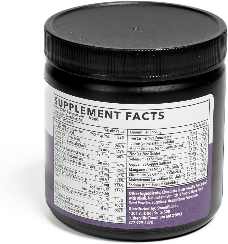 Chocolate Protein Flavor Powder with Daily Multi-Vitamin - Enhance and Customize Your Protein Shake - 20 Servings