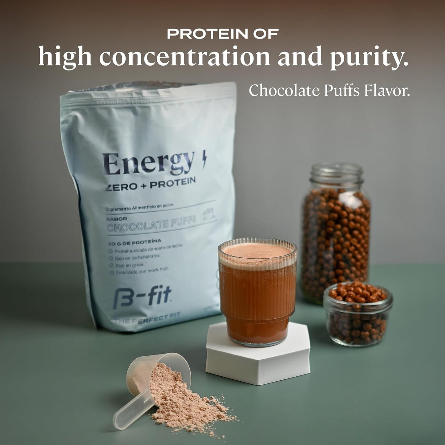 Chocolate Puffs Flavor B-FIT B Whey Zero Protein Powder 600g - High Purity Amino Acids - Fast Absorption - Low Fat and Carbs - 17 Servings