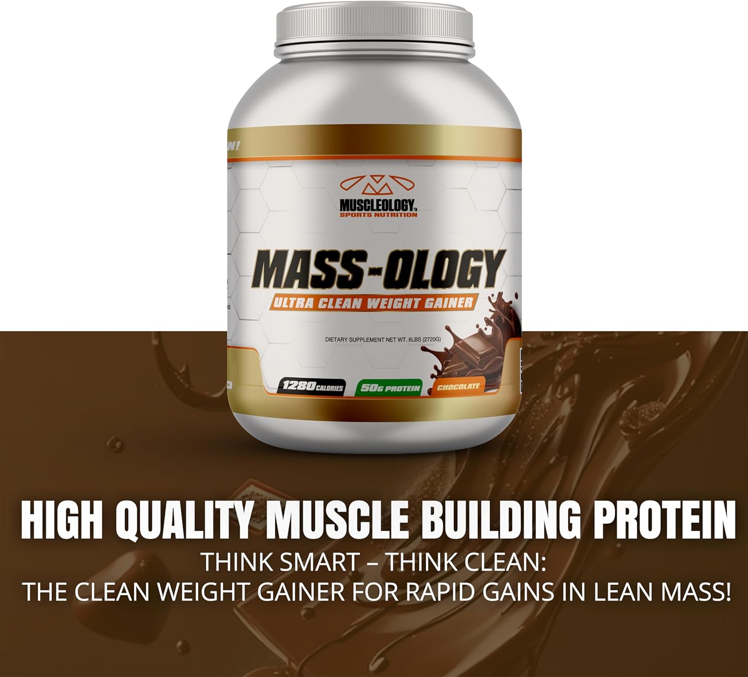 Chocolate Weight Gainer Powder for Muscle Building - 6 lbs - Men & Women - Whey Protein Supplement
