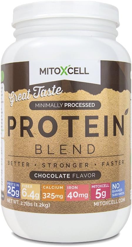 Chocolate Whey and Casein Protein Blend with MitoXcell Superfood Blend, BCAA's, L Carnitine, and Echinacea - 2.7 lbs