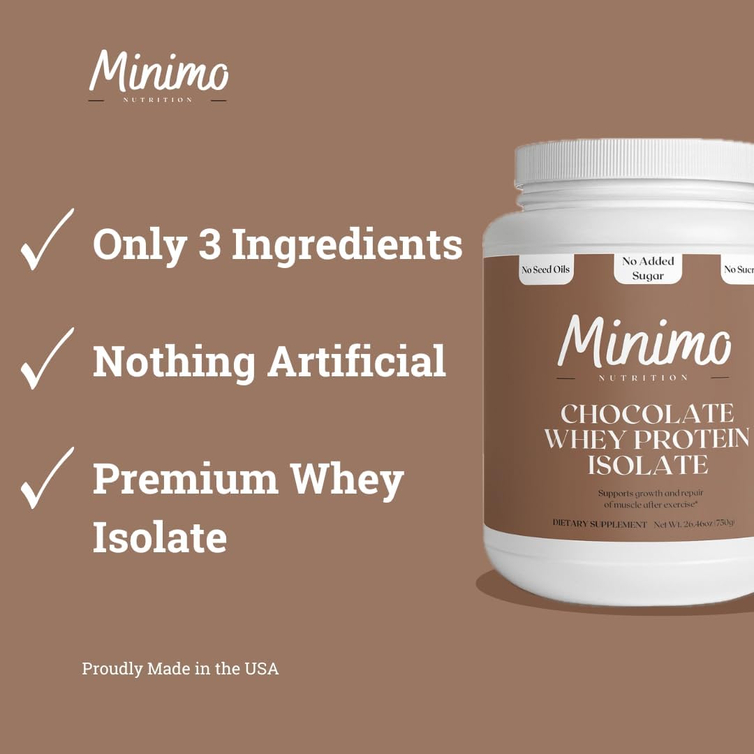 Chocolate Whey Isolate Protein Powder with Only 3 Ingredients - 1.61 lbs