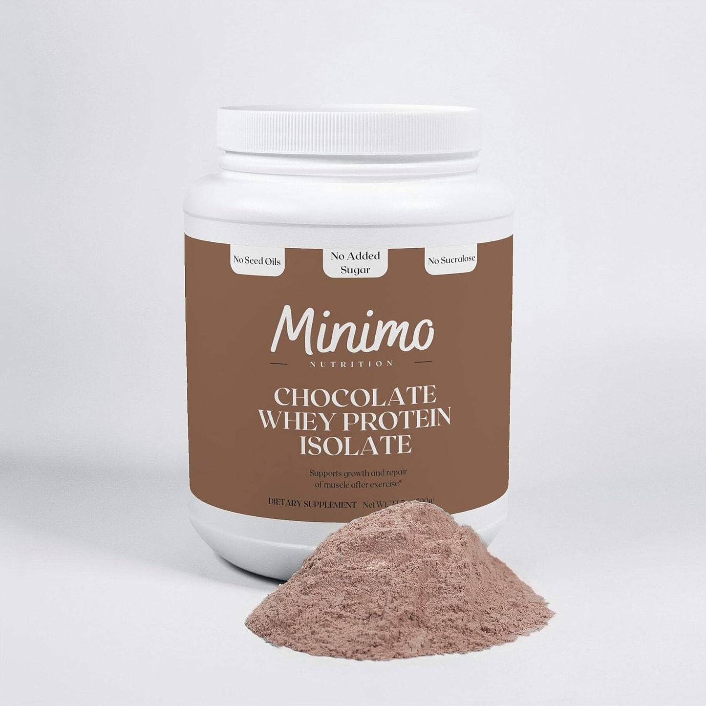 Chocolate Whey Isolate Protein Powder with Only 3 Ingredients - 1.61 lbs