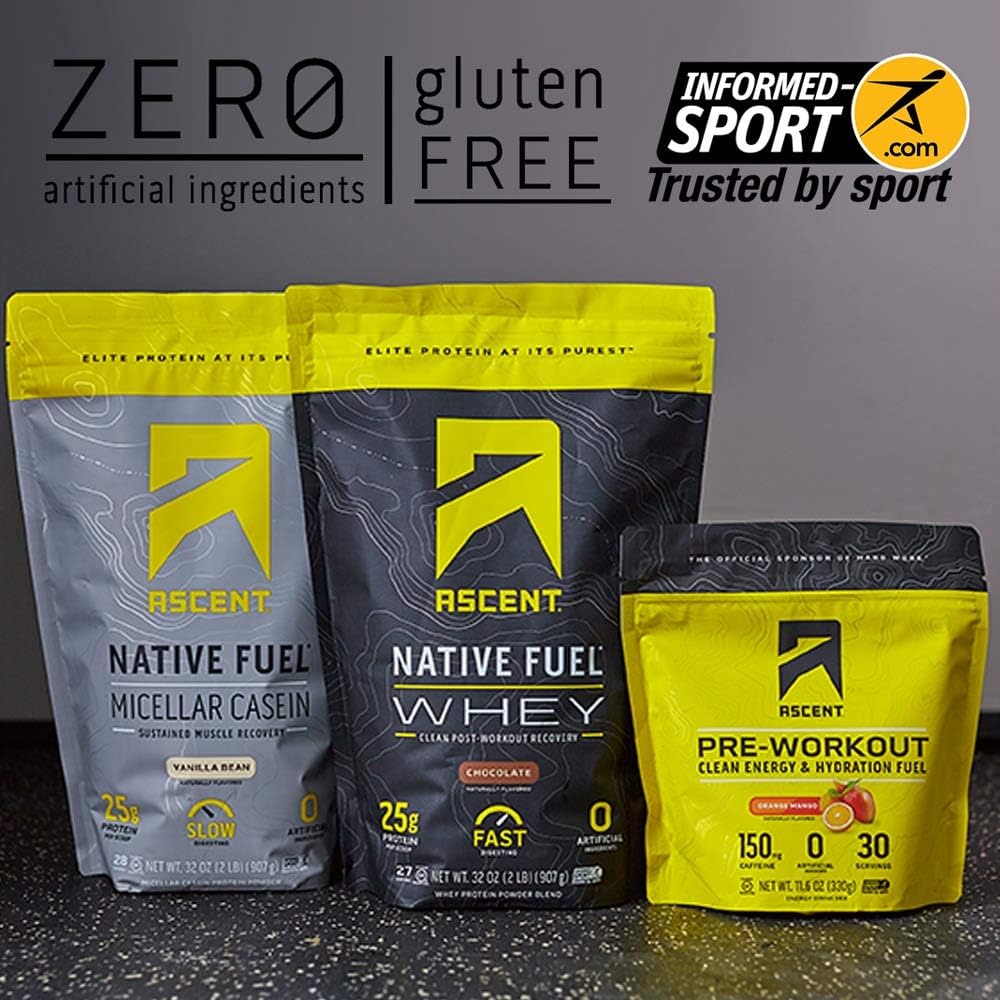 Chocolate Whey Protein Powder: Ascent Native Fuel - 15 Single Serving Packets