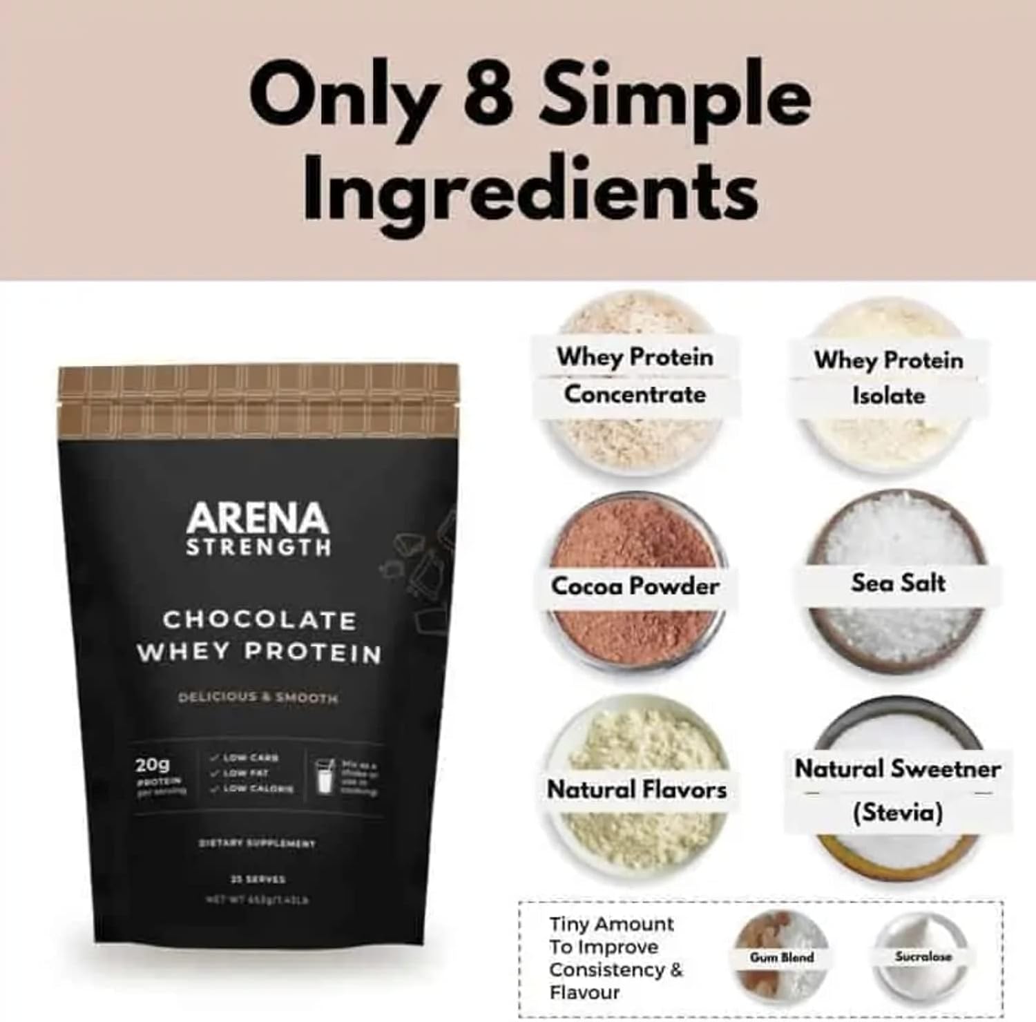 Chocolate Whey Protein Powder by Arena Strength - High-Quality Protein Supplement for Muscle Building and Recovery
