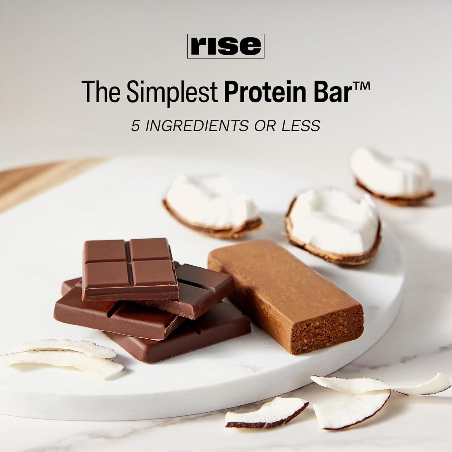 Chocolately Coconut Rise Pea Protein Bar - 15g Protein, 5 Whole Food Ingredients, Non-GMO, Gluten-Free, Soy-Free