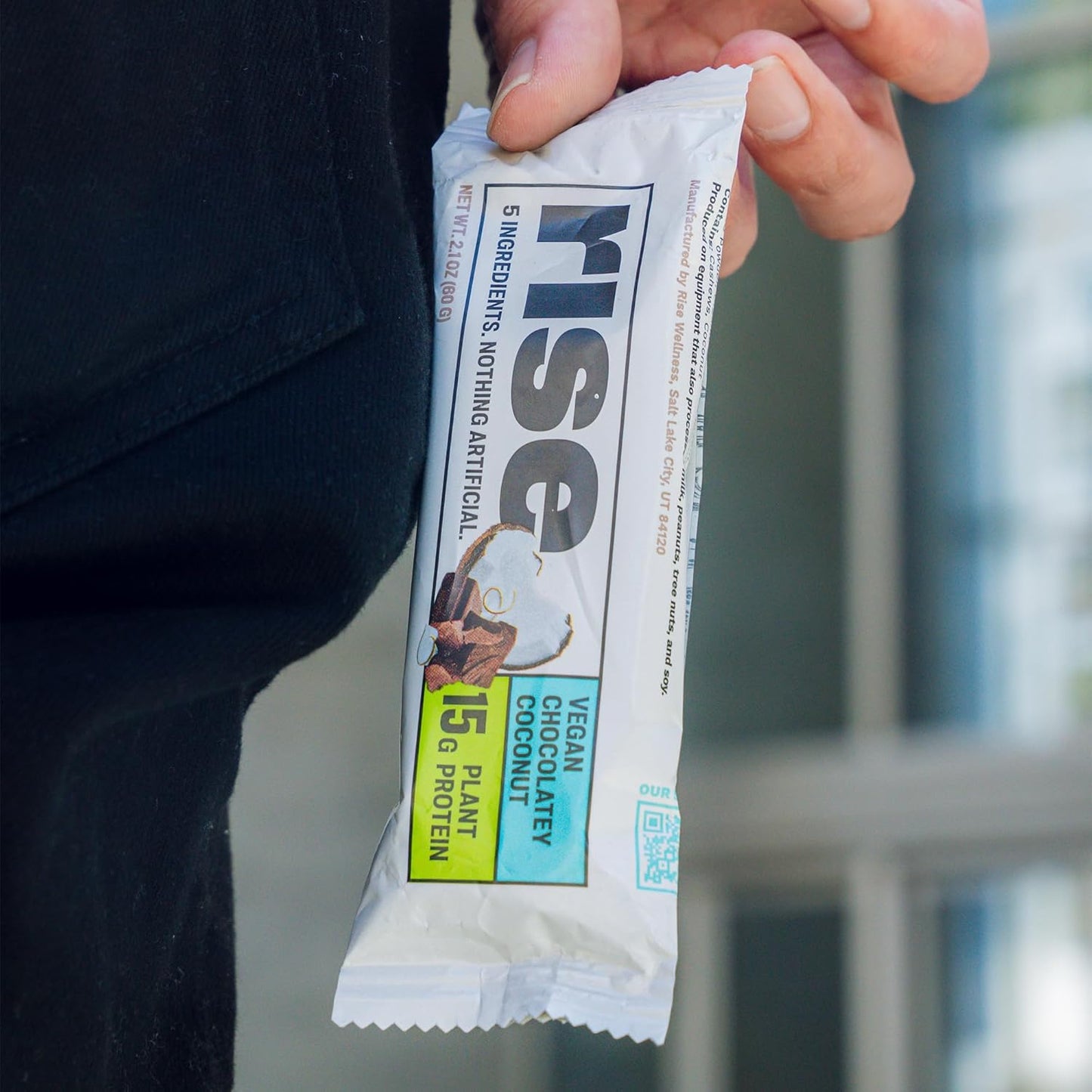 Chocolately Coconut Rise Pea Protein Bar - 15g Protein, 5 Whole Food Ingredients, Non-GMO, Gluten-Free, Soy-Free