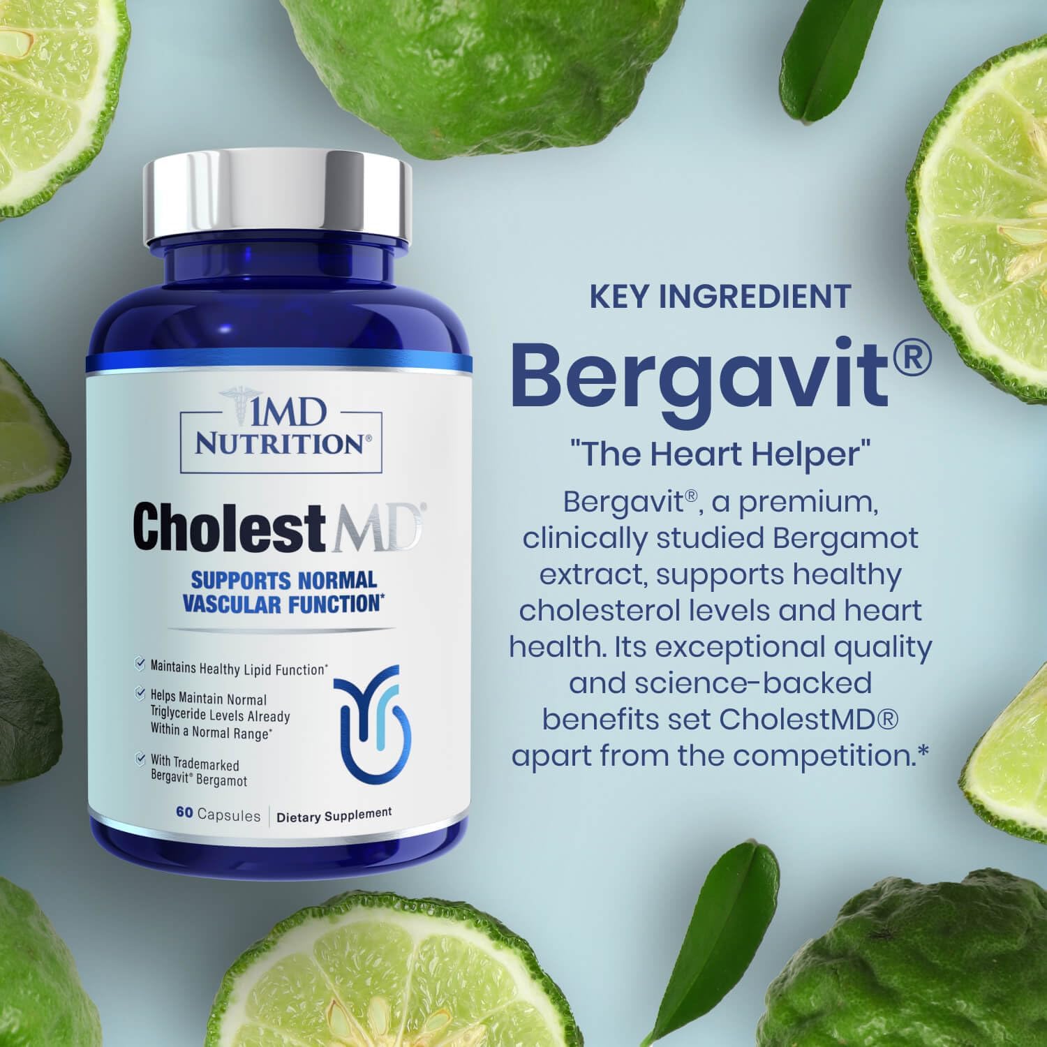 CholestMD Supplement with Olive Leaf Extract, Bergavit, Niacin, Garlic - 60 Capsules for Heart Health - BoostGo Australia