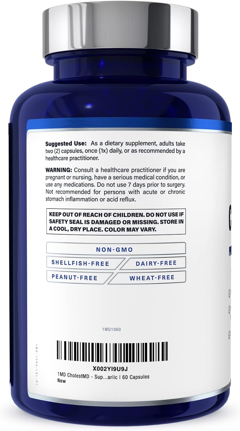 CholestMD Supplement with Olive Leaf Extract, Bergavit, Niacin, Garlic - 60 Capsules for Heart Health - BoostGo Australia