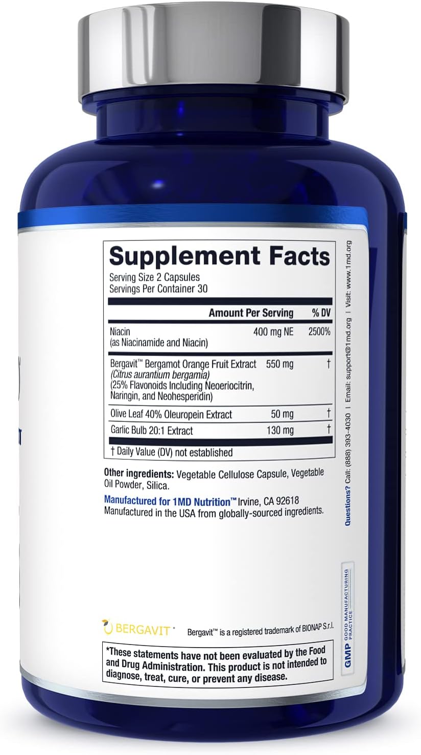 CholestMD Supplement with Olive Leaf Extract, Bergavit, Niacin, Garlic - 60 Capsules for Heart Health - BoostGo Australia