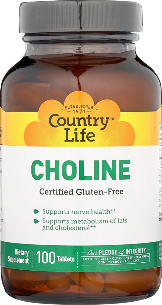 Choline 650 mg Tablets by Country Life - 100 Count