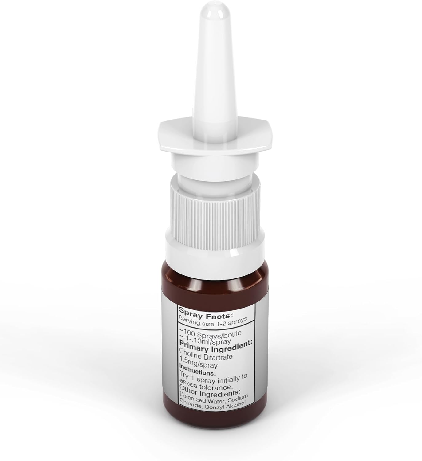 Choline Bitartrate Spray - 100 Sprays - Boost Clarity, Focus, Energy - Nootropic Formula for Drive