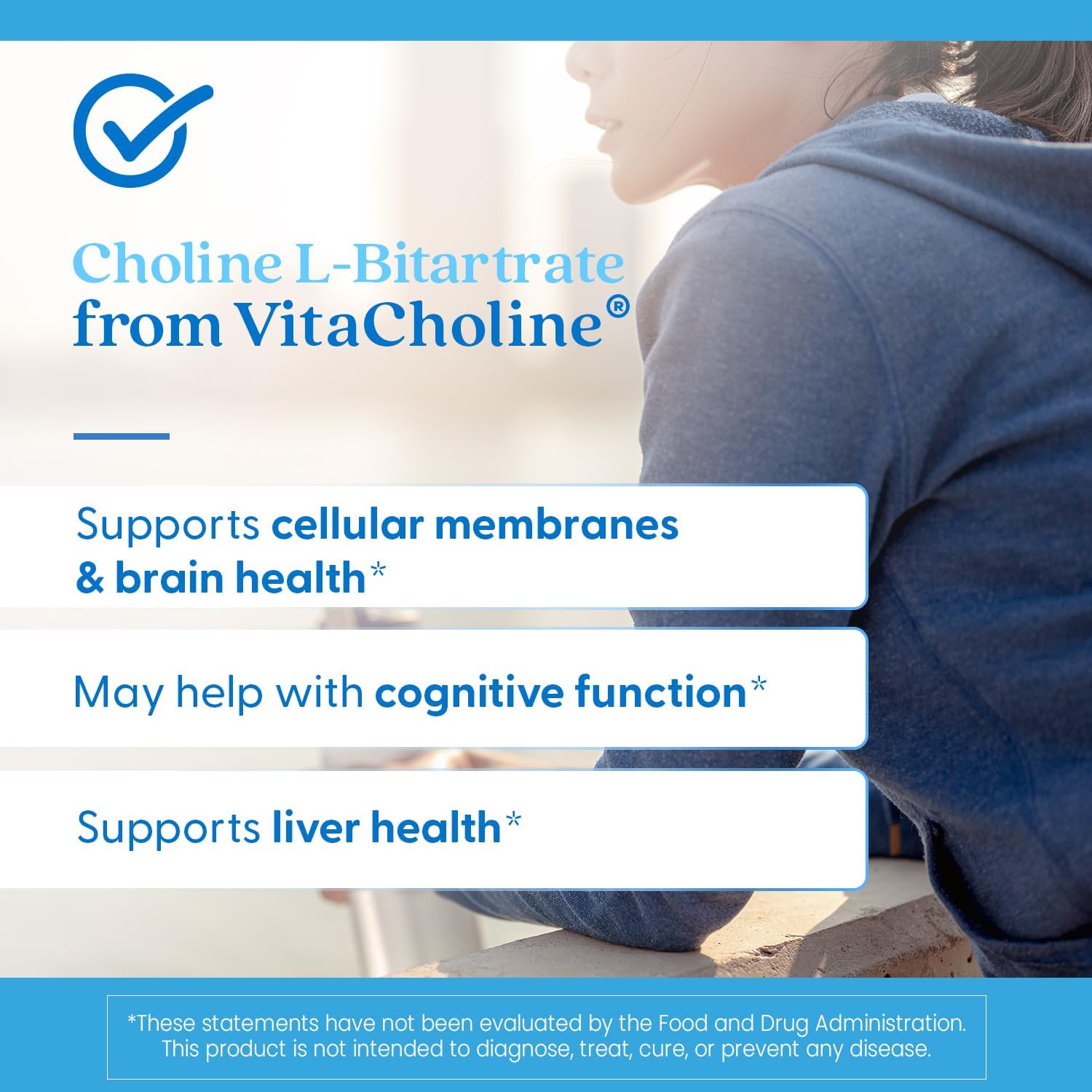 Choline L-Bitartrate for Prenatal Health & Liver Function - Non-GMO, Gluten Free, Vegan Capsules