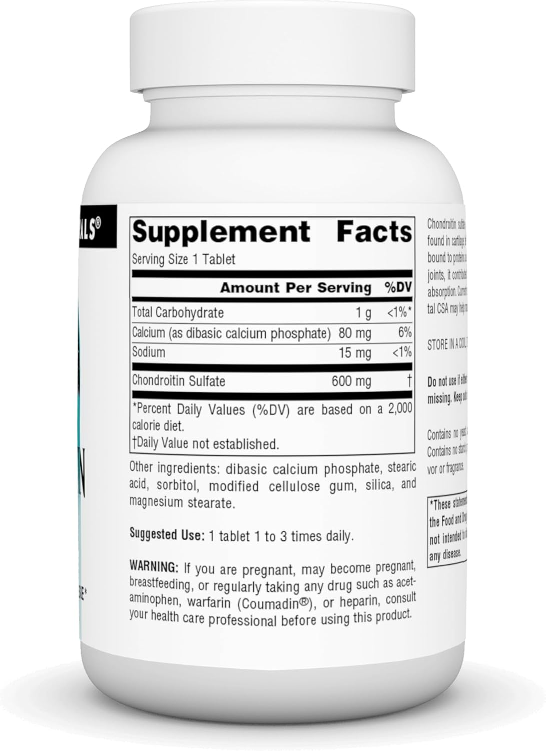 Chondroitin Sulfate 600mg Tablets for Joint Tissue Support by Source Naturals - 60 Count