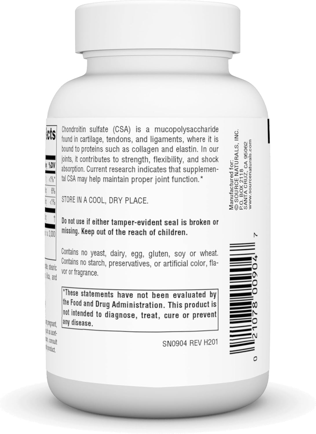 Chondroitin Sulfate 600mg Tablets for Joint Tissue Support by Source Naturals - 60 Count