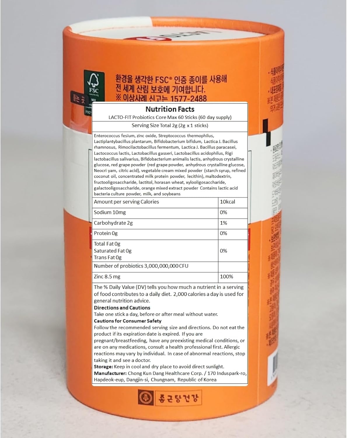 Chong-Kun-Dang CKD Lacto-Fit Probiotics Core Max Powder Sticks (60 Count) for Gut Health - BoostGo Australia