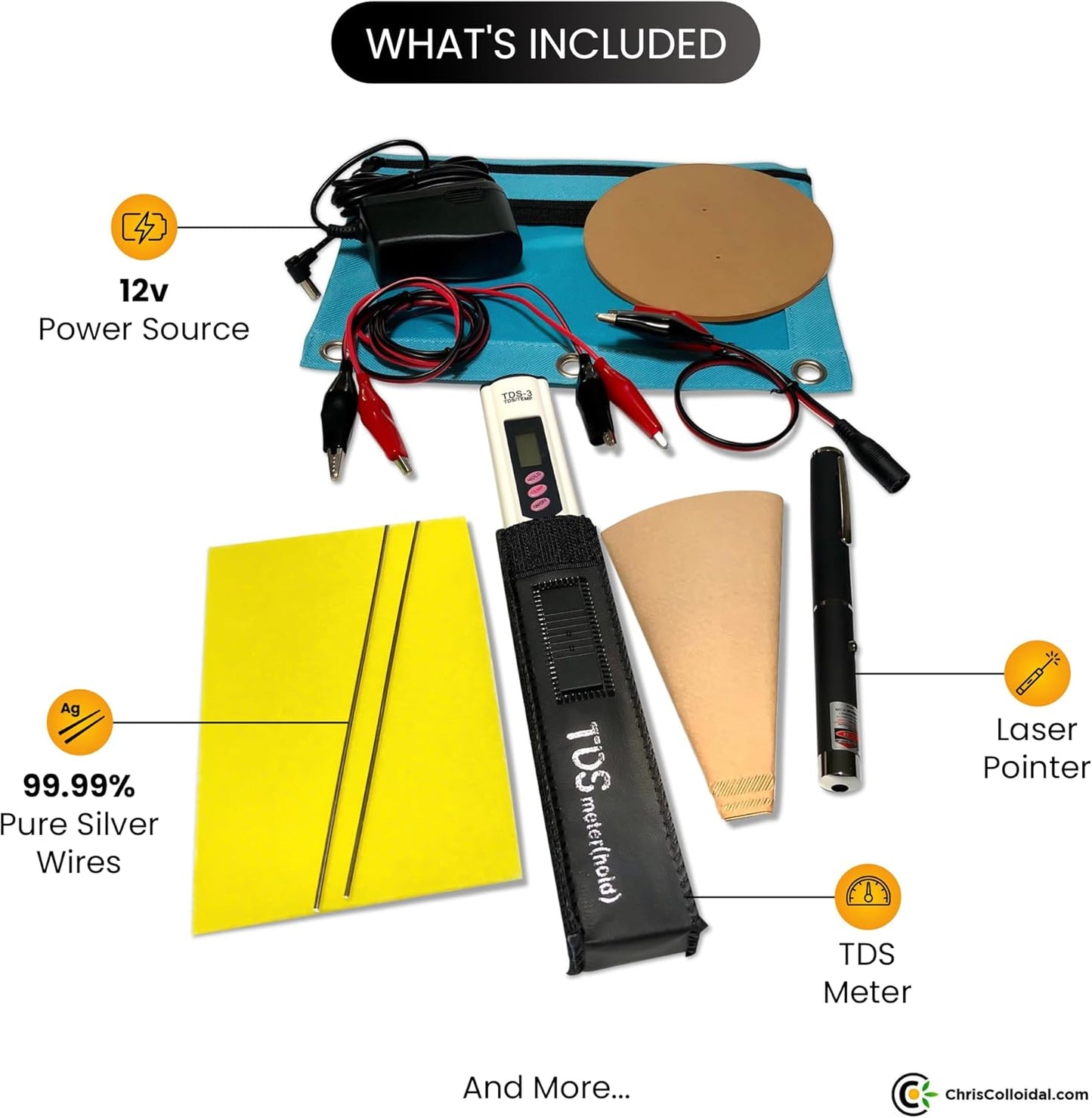 Chris Colloidal Silver Generator Kit - 99.99% Pure Wire, Easy DIY at Home with Distilled Water!