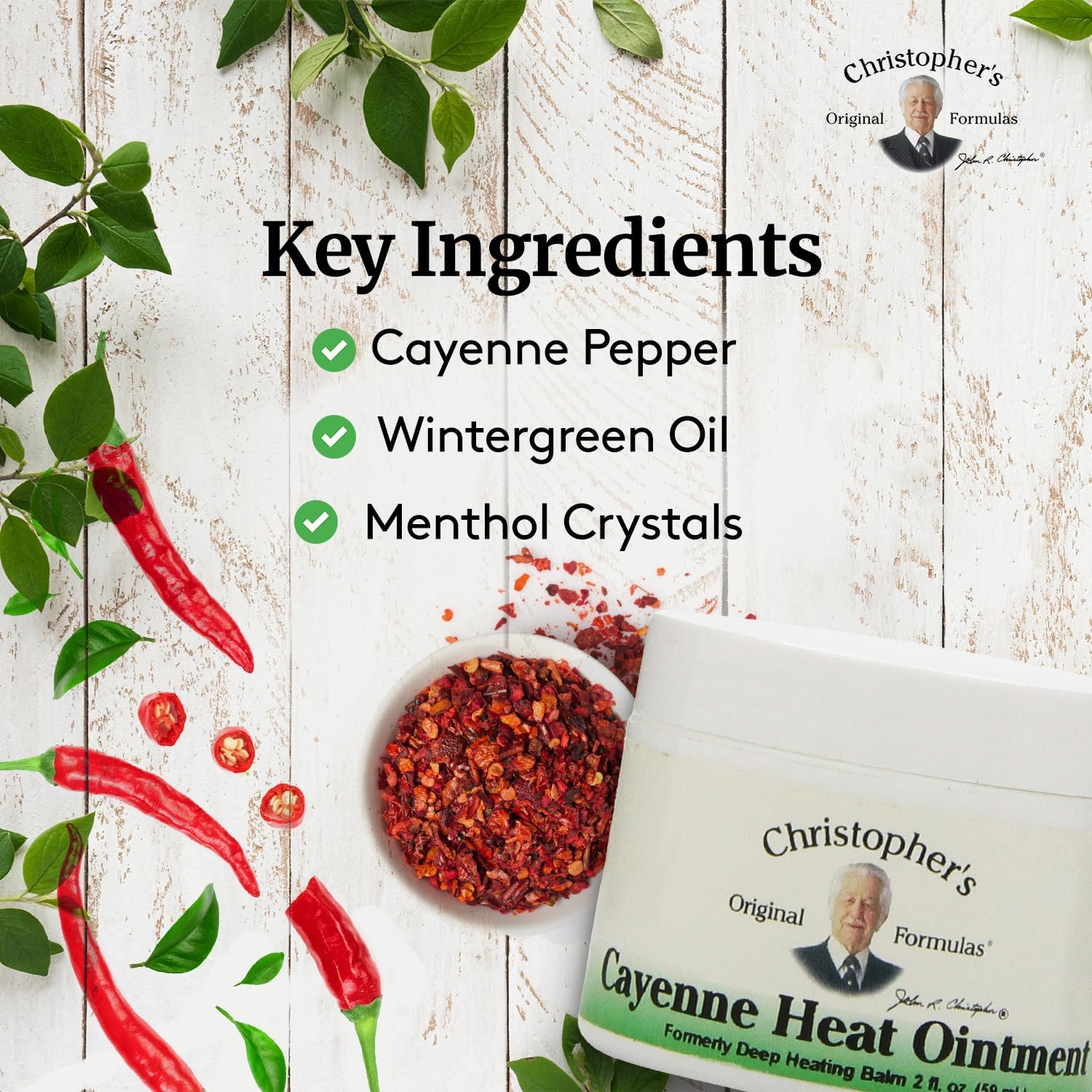 Christopher's Cayenne Heat Ointment, Herbal Topical for Discomfort & Circulation, 2 fl oz