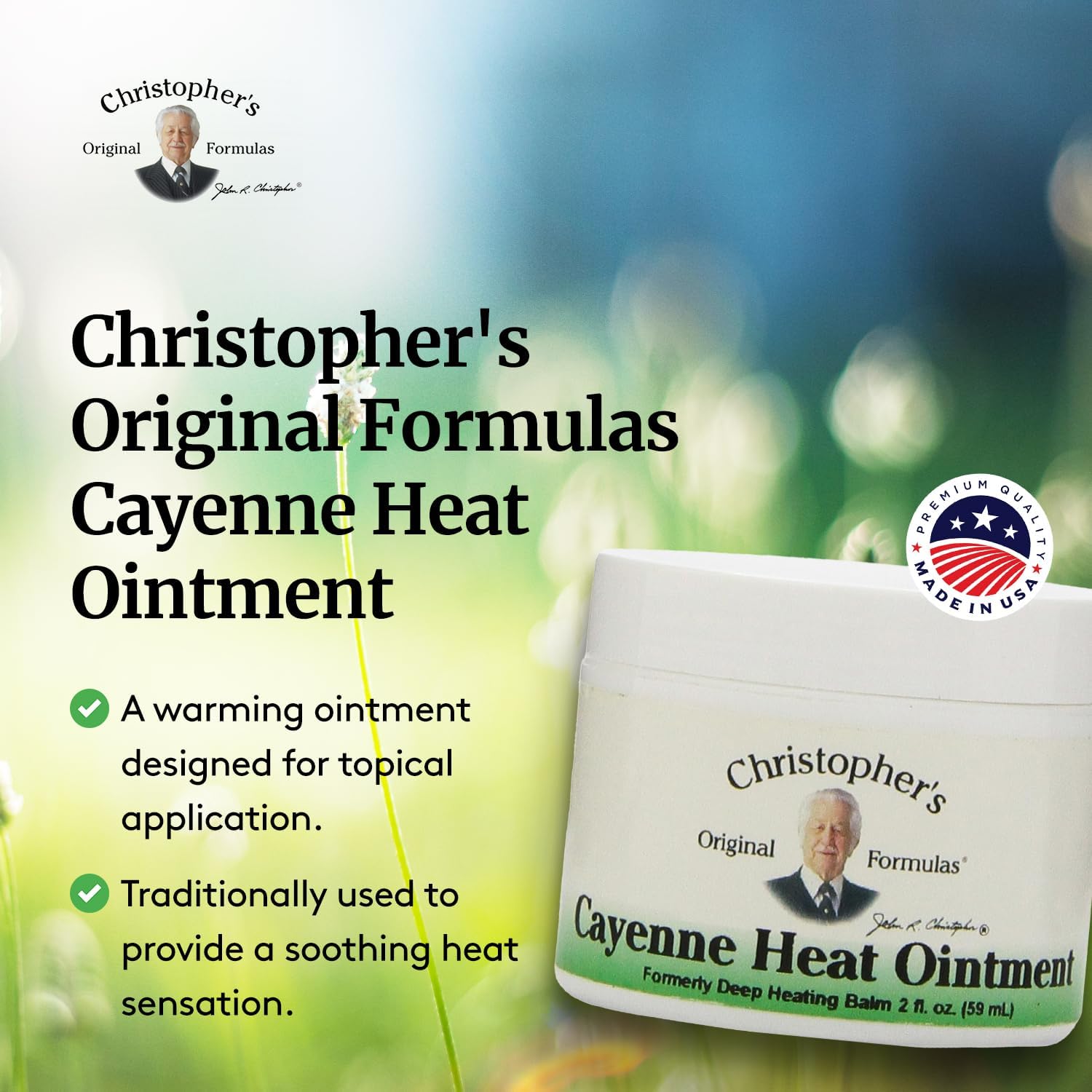 Christopher's Cayenne Heat Ointment, Herbal Topical for Discomfort & Circulation, 2 fl oz