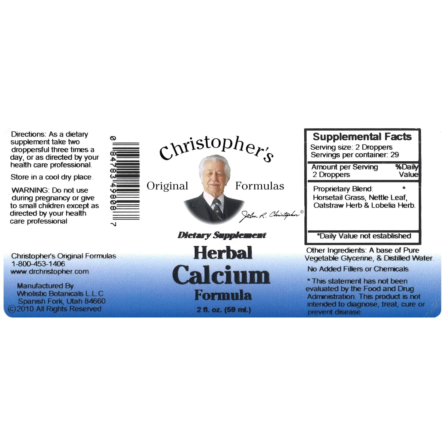 Christopher's Herbal Calcium Extract - Natural 2 oz Bone Health Support Formula