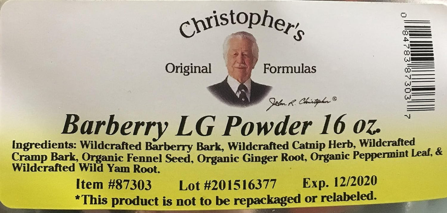 Christopher's Original Formulas Barberry Large Powder 16 Oz - Herbal Supplement for Digestive Health