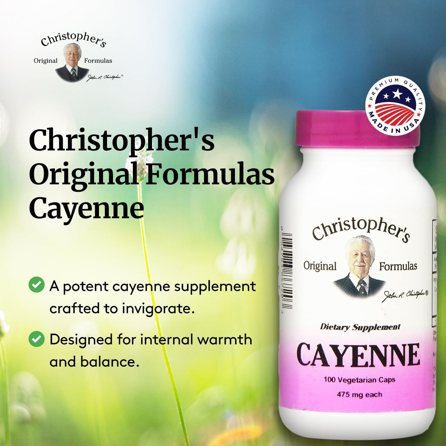 Christopher's Original Formulas Cayenne Capsules - Herbal Supplement for Circulation and Digestion, 100 Capsules