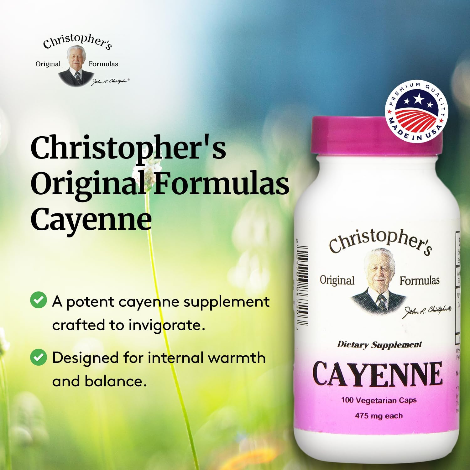 Christopher's Original Formulas Cayenne Capsules - Herbal Supplement for Circulation and Digestion, 100 Capsules