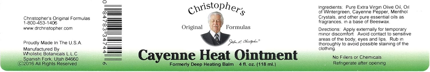 Christopher's Original Formulas Cayenne Heat Ointment - Herbal Topical for Discomfort & Circulation - 4 fl oz