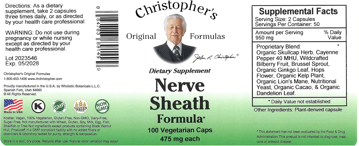 Christopher's Original Formulas Nerve Sheath Formula Capsules - 100 Count