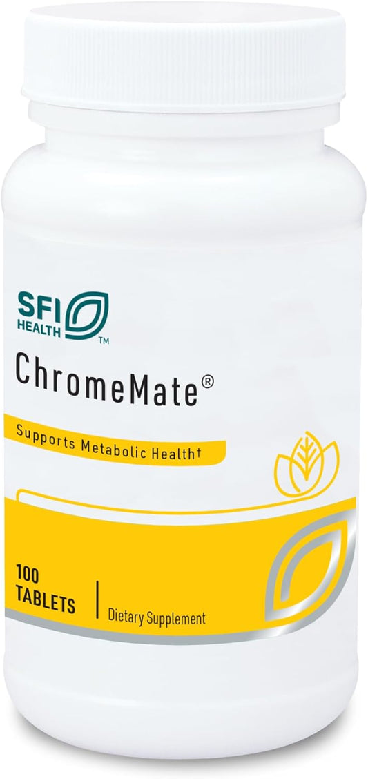 Chromemate Chromium Polynicotinate 200mcg Supplement by Klaire Labs - Hypoallergenic and Bioavailable Form with Niacin - 100 Tablets