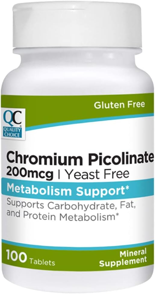 Chromium Picolinate 200 mcg Tablets - Metabolism Support - 100 Count - High Quality Choice