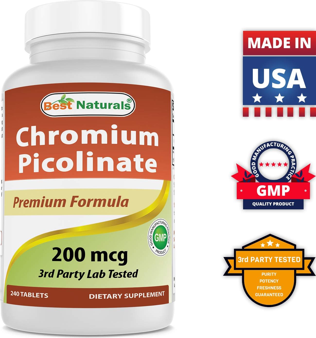 Chromium Picolinate 200 mcg with Vitamin K2 (MK7) and D3 Supplement for Optimal Health