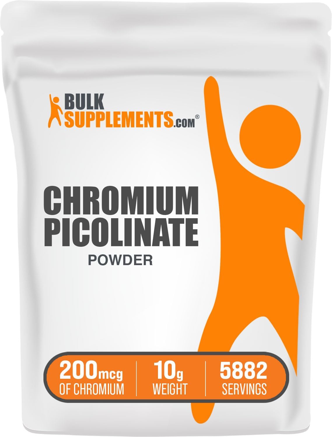 Chromium Picolinate Powder 200mcg - Yeast Free Chromium Supplement - 1.7mg per Serving - 10g (0.35 oz) - Pack of 1