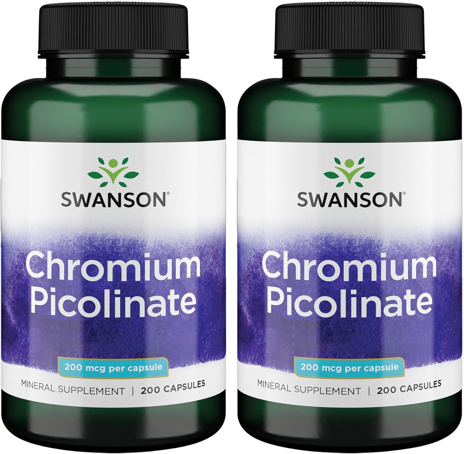 Chromium Picolinate Supplement 200mcg - Natural Support (400 Capsules, 2-Pack)