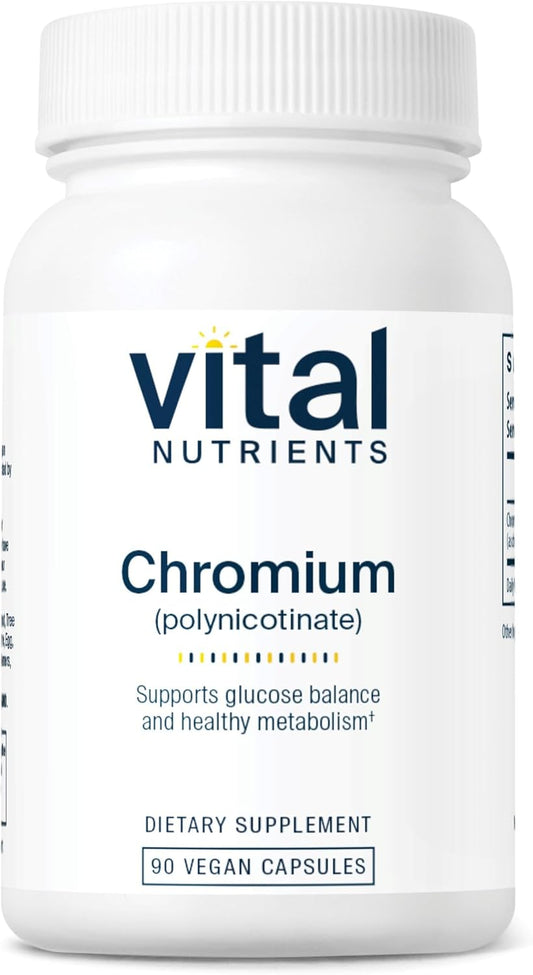 Chromium Polynicotinate 200mcg Capsules for Healthy Fat and Carb Metabolism - Cholesterol Support - Non-GMO - 90 Count