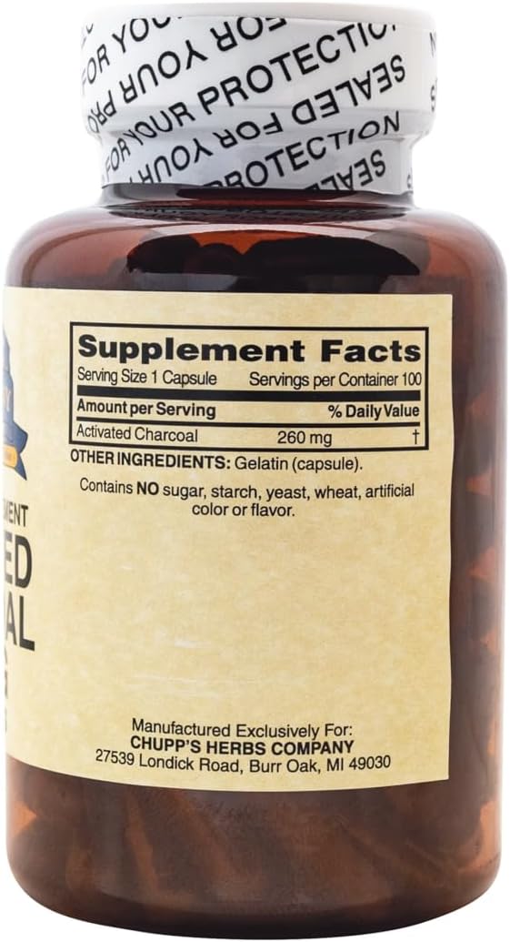 Chupp's Herb Company Activated Charcoal Supplement - Natural Detox and Digestive Aid