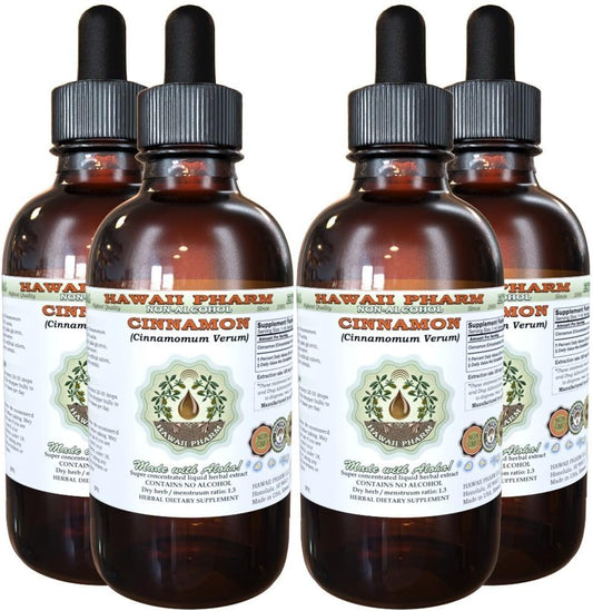 Cinnamon Alcohol-Free Liquid Extract 4x4 oz - Natural Herbal Supplement from Cinnamomum Verum Bark