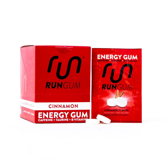 Cinnamon Energy Gum with 50mg Caffeine, Taurine, and B-Vitamins - 24 Pieces x 12 Packs, Sugar Free & Zero Calorie - BoostGo Australia