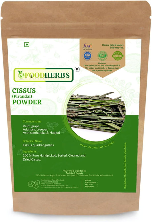 Cissus Quadrangularis Powder for Bone Wellness - 200g | Hadjod, Pirandai, Veldt Grape | Adamant Creeper Supplement