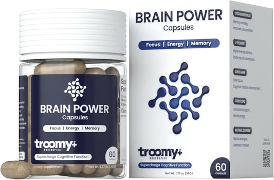 Citicoline Lion's Mane Cordyceps Brain Power Supplement - Boost Focus & Memory - 60 Capsules