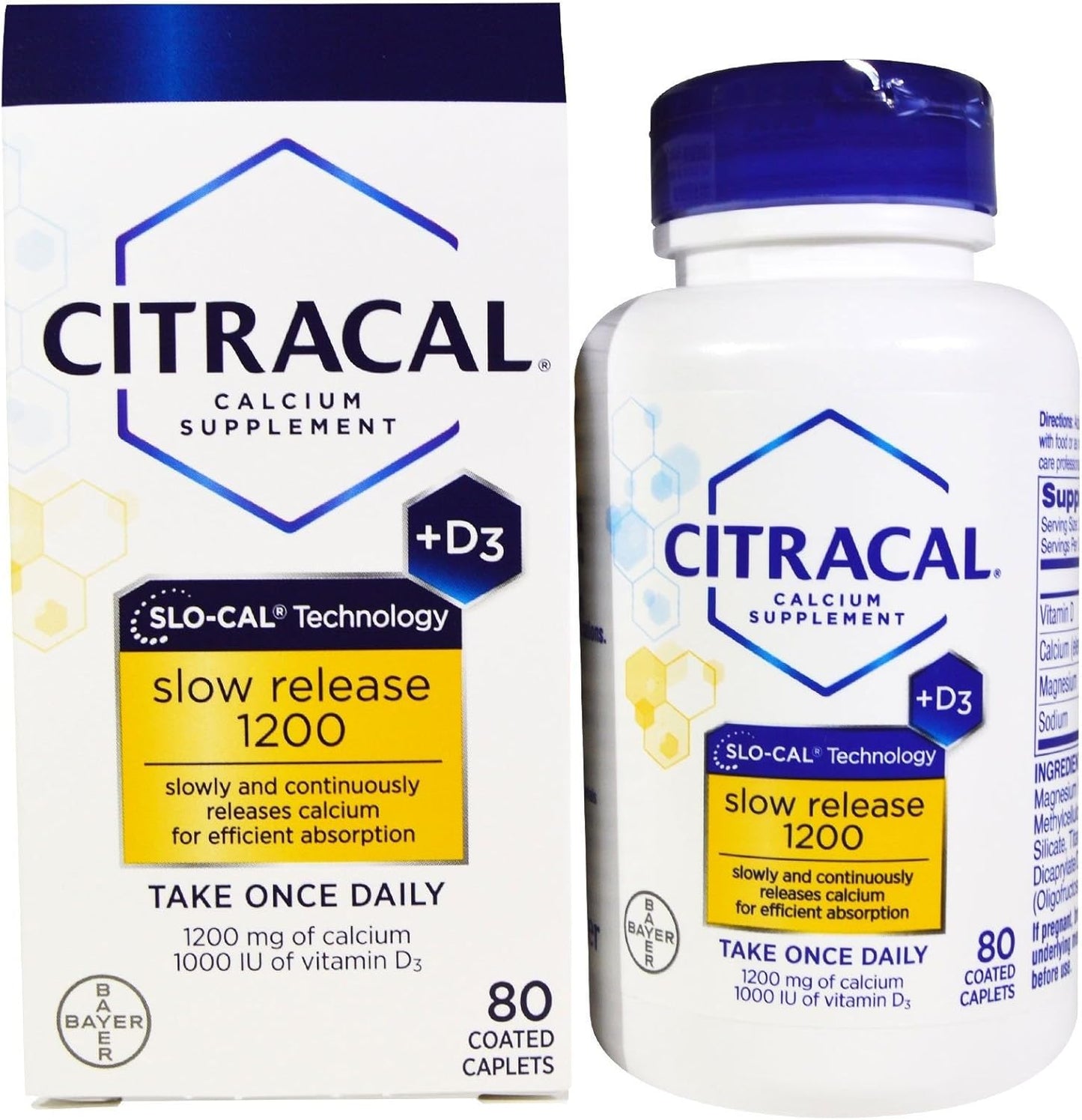 Citracal Slow Release Calcium 1200 + D3 Coated Caplets - 240 ct, 3-Pack