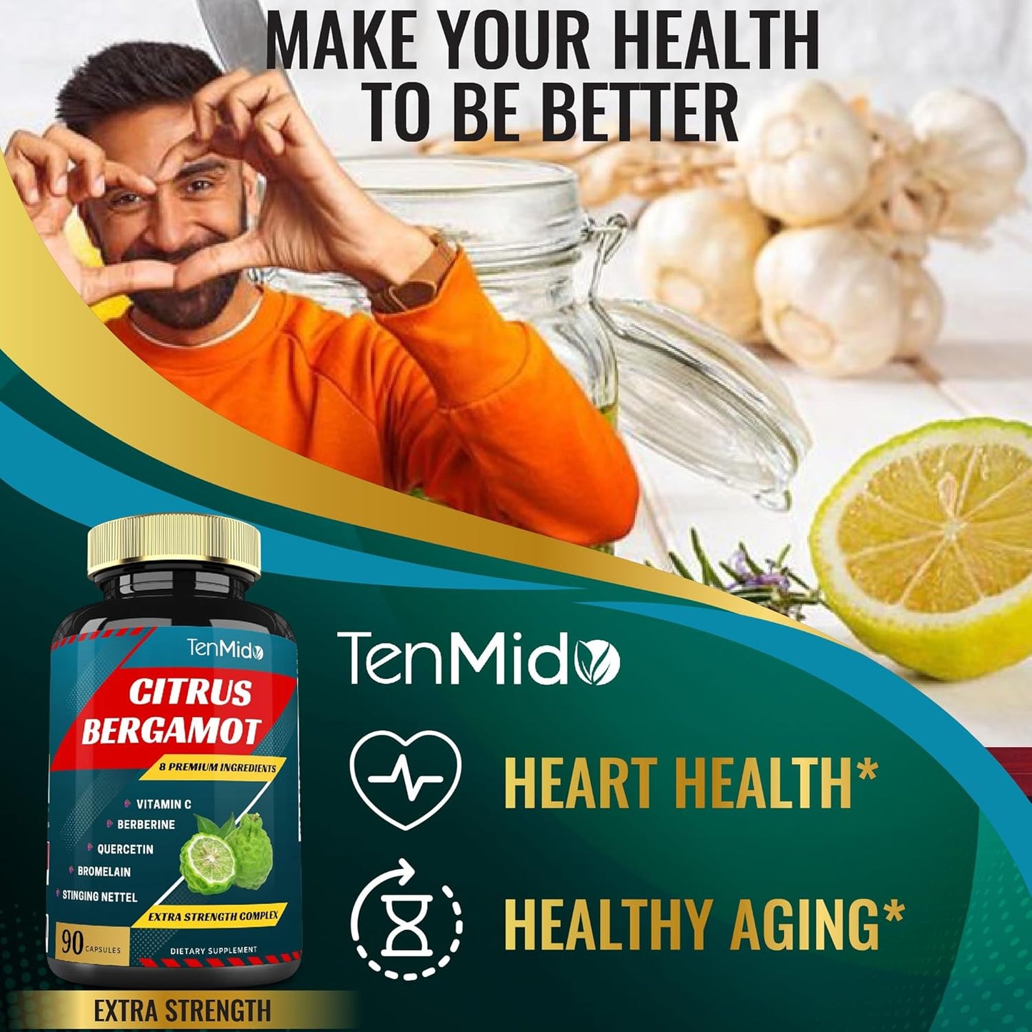Citrus Bergamot Extract Capsules with Vitamin C and Herbal Blend - 90 Capsules, 3 Month Supply
