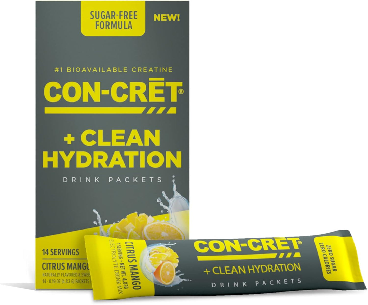 Citrus Mango Electrolyte Powder Packets with Creatine HCl for Hydration and Recovery (14 Count)