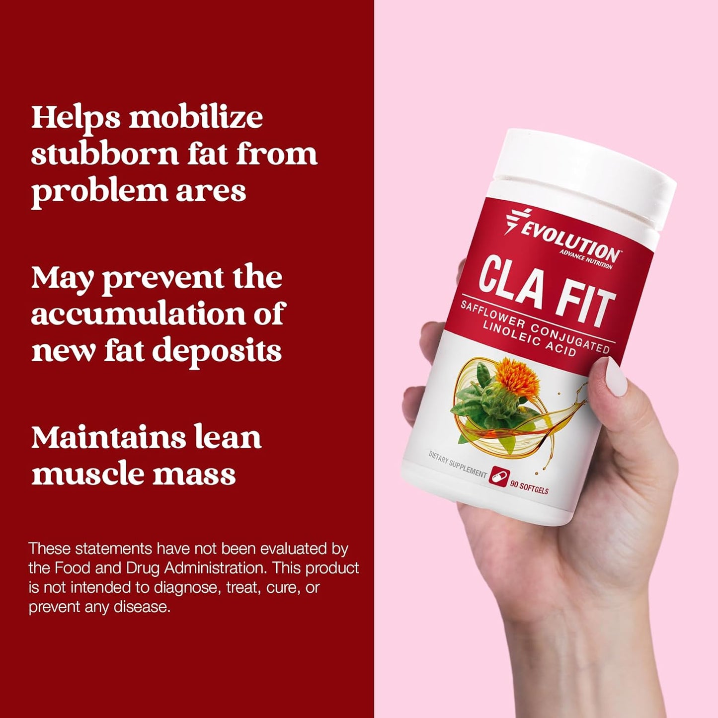 CLA Fit 800mg Softgels - Safflower Conjugated Linoleic Acid Supplement for Lean Muscle Mass & Energy - Non-GMO, Gluten-Free - 90 Count