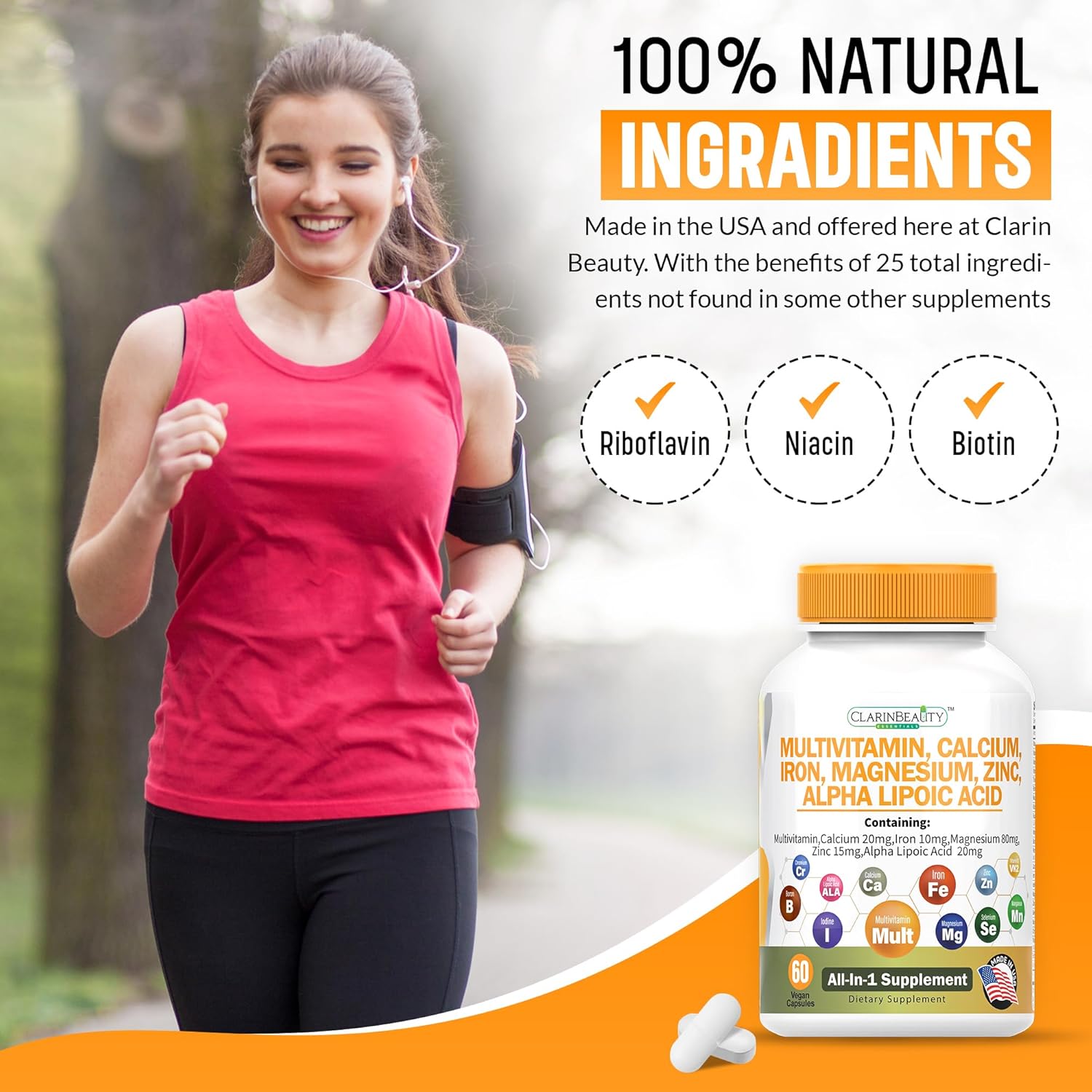 ClarinBeauty Multivitamin with Essential Nutrients for Heart, Energy, Metabolism, Immune Support & More