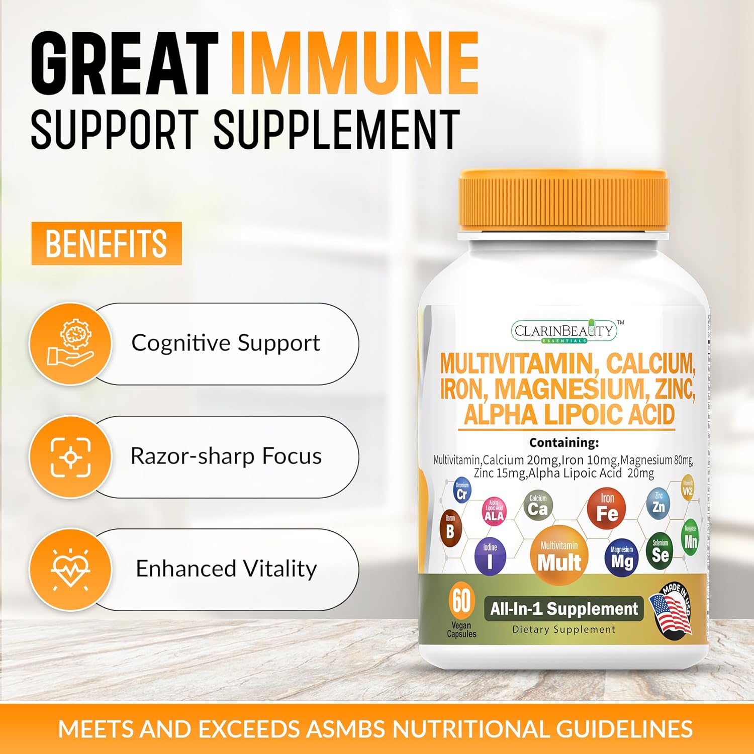 ClarinBeauty Multivitamin with Essential Nutrients for Heart, Energy, Metabolism, Immune Support & More