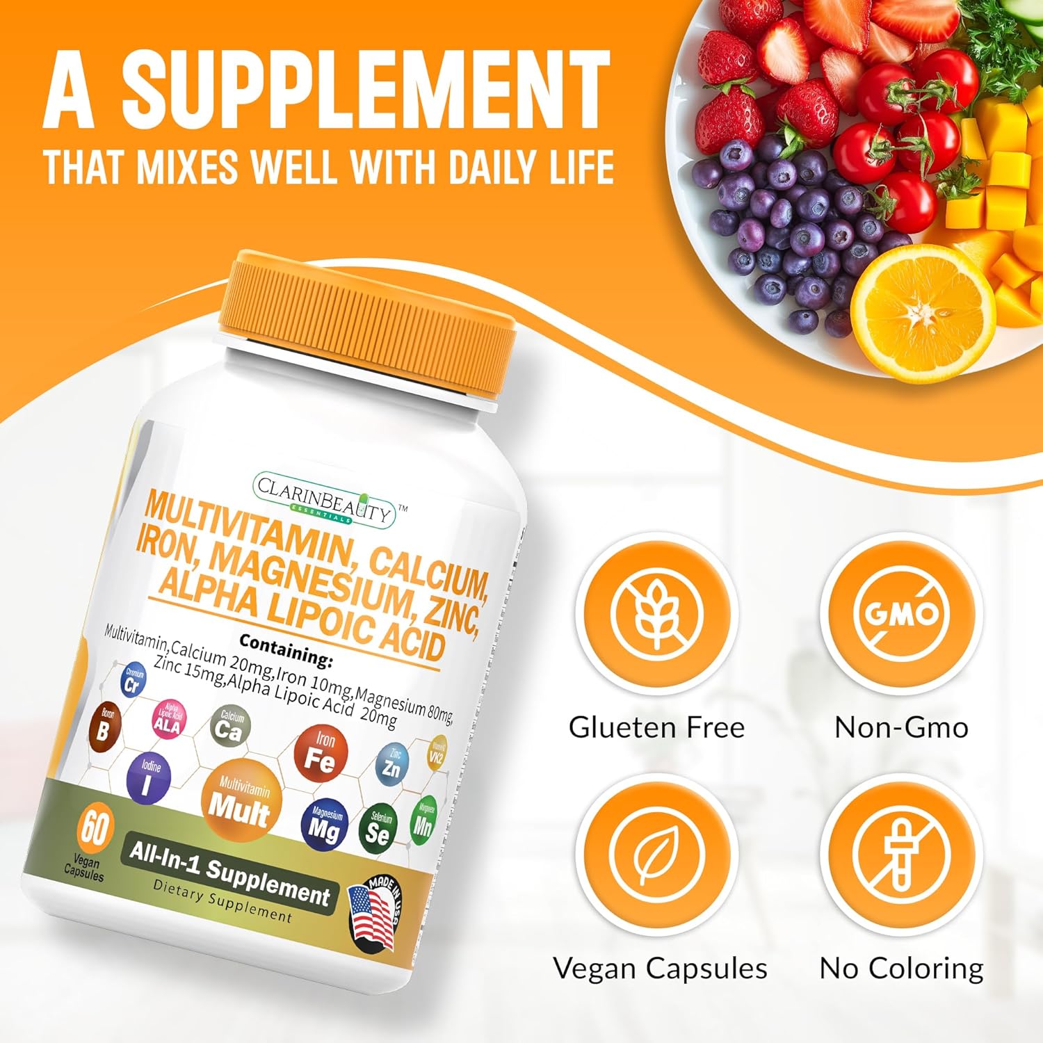 ClarinBeauty Multivitamin with Essential Nutrients for Heart, Energy, Metabolism, Immune Support & More