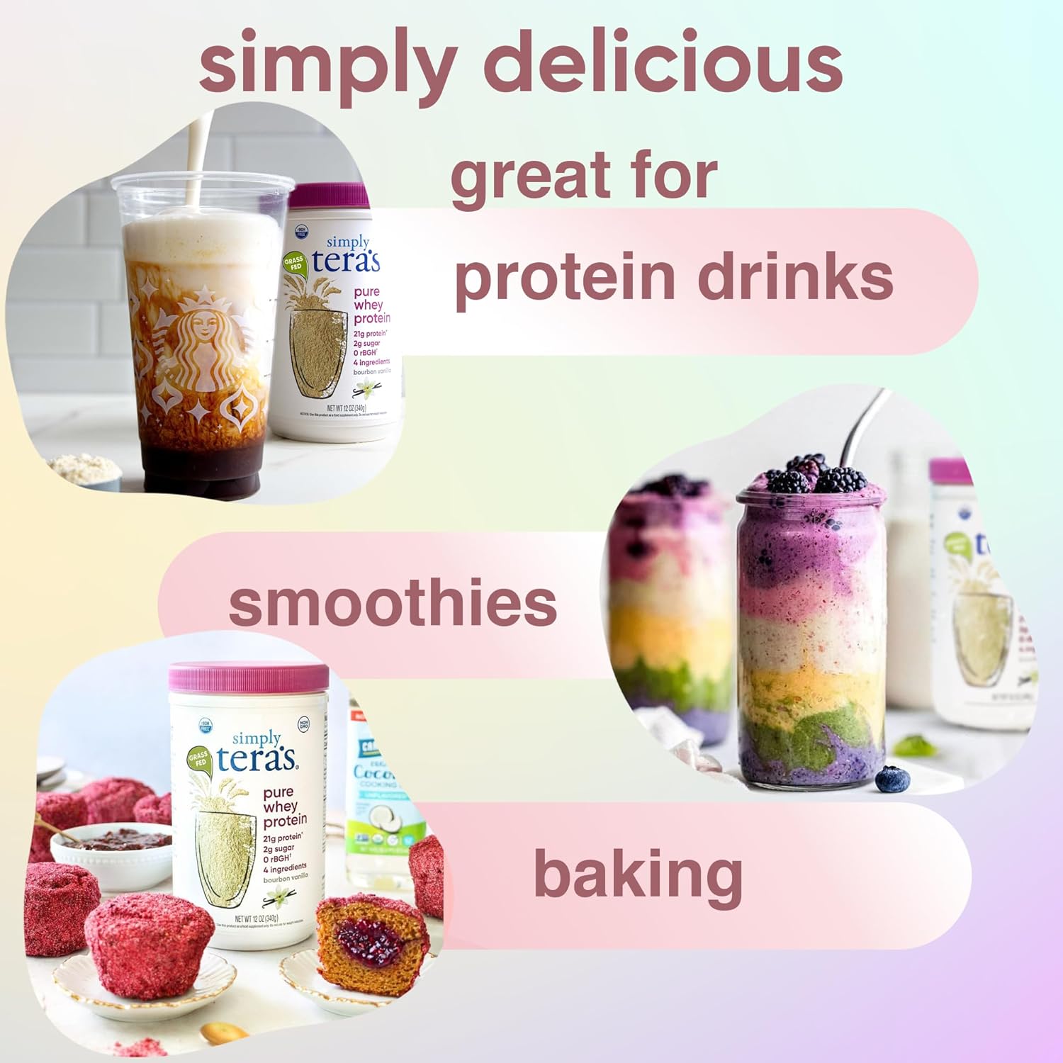 Clean & Grass Fed Vanilla Whey Protein Powder - Non-GMO, Kosher, Soy-Free - 24 oz